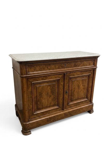 19th Century Louis Philippe Burlwood Commode with Marble Top
