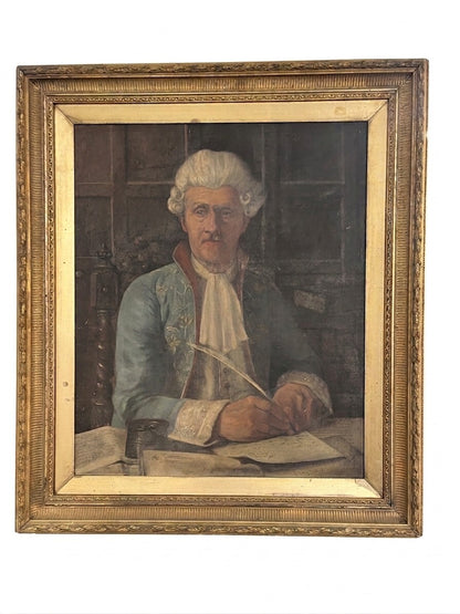 19th Century Oil on Canvas "Gentleman at his Writing Desk"