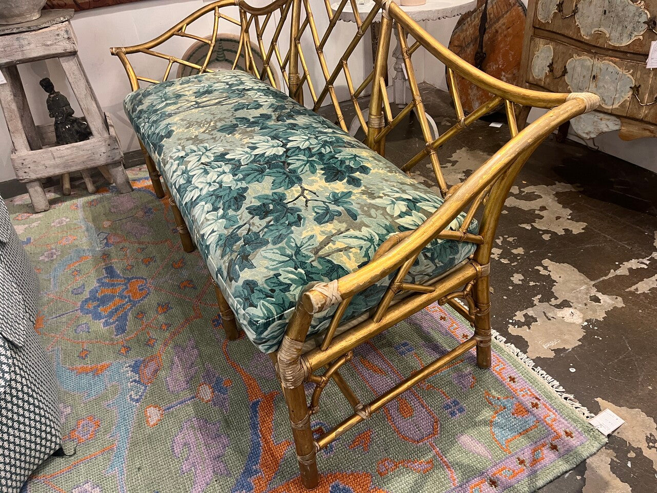 Gold Gilt Bamboo Sofa (2 available)