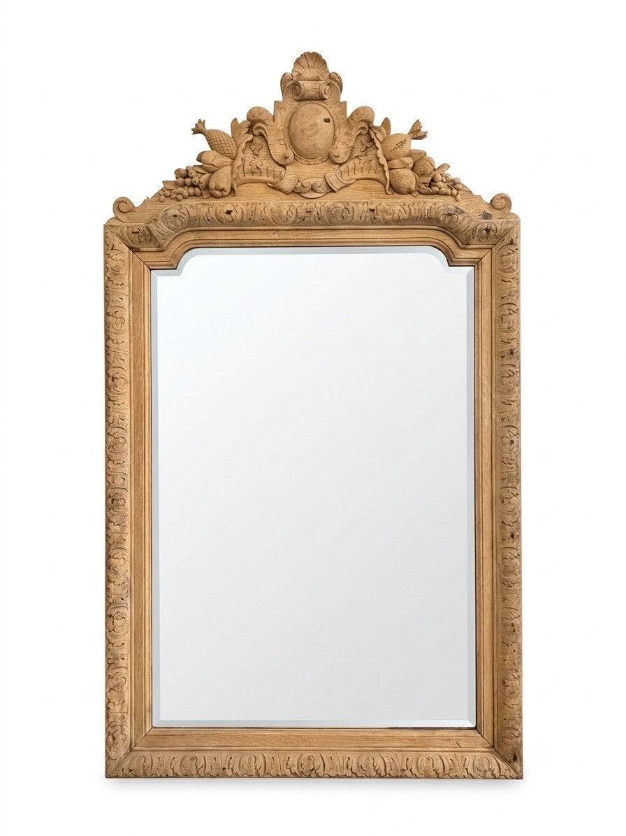 Beautiful Bleached Carved Oak Mirror