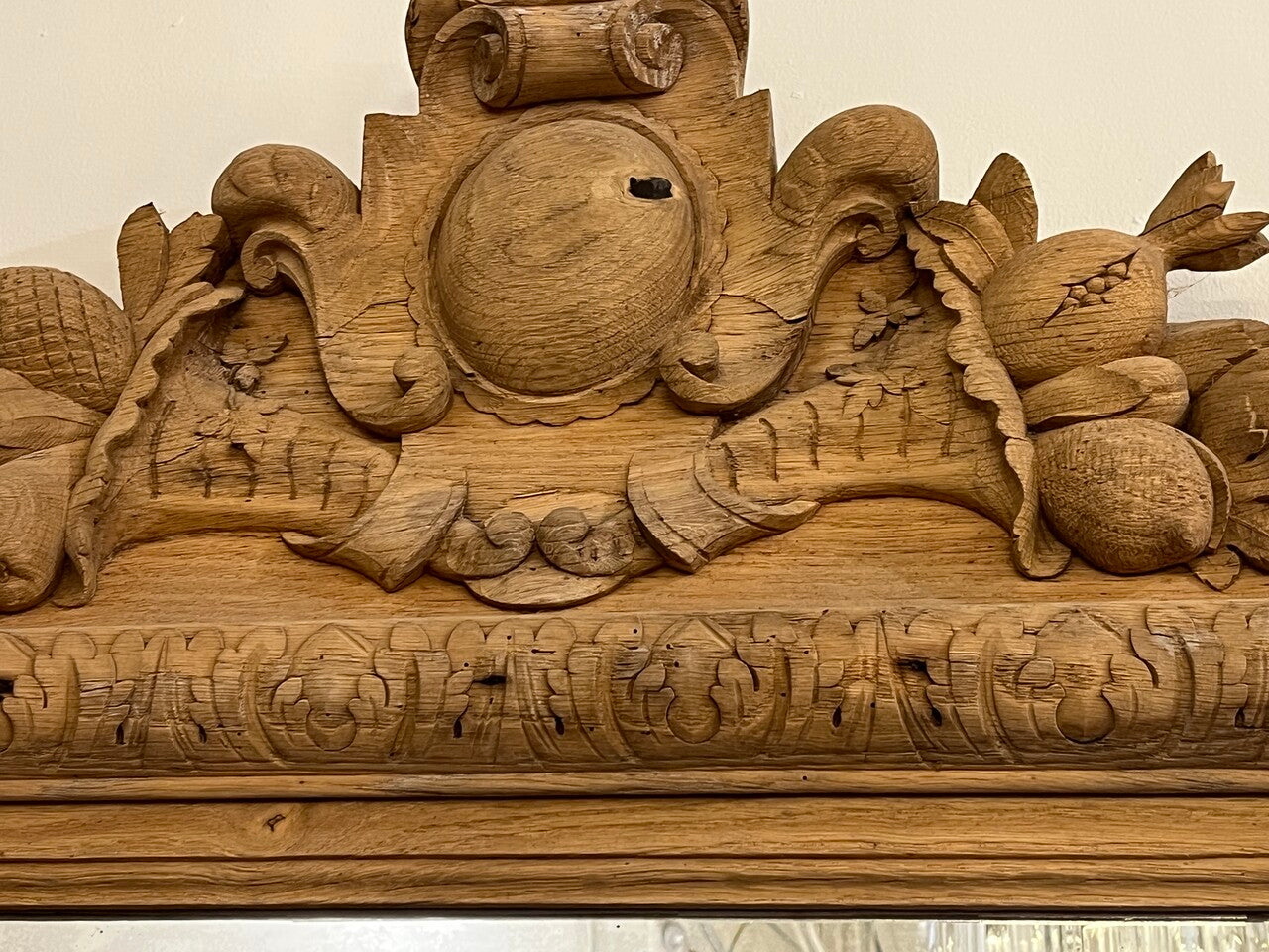 Beautiful Bleached Carved Oak Mirror
