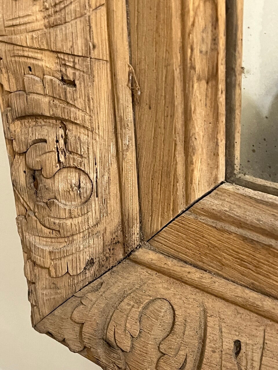Beautiful Bleached Carved Oak Mirror