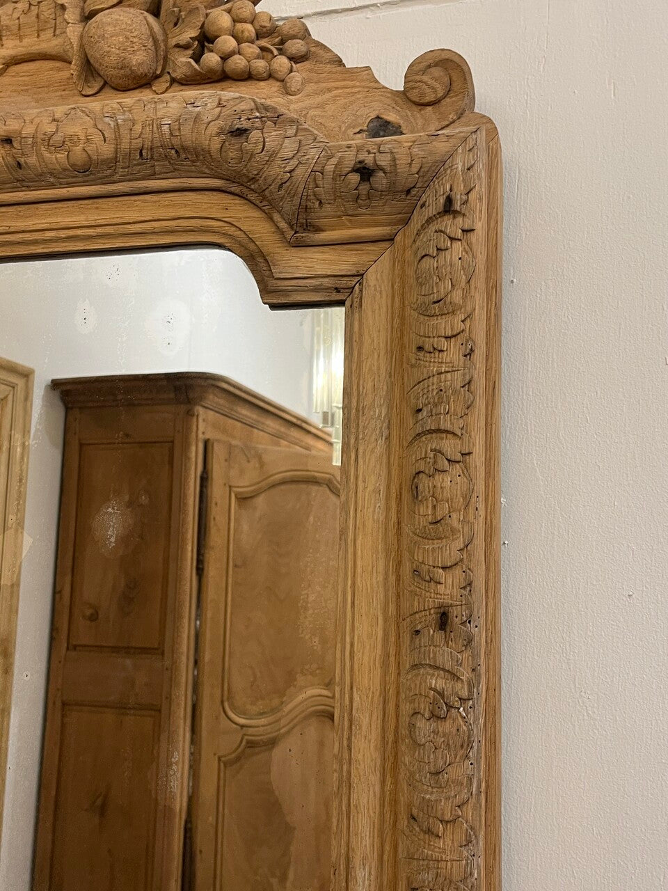 Beautiful Bleached Carved Oak Mirror