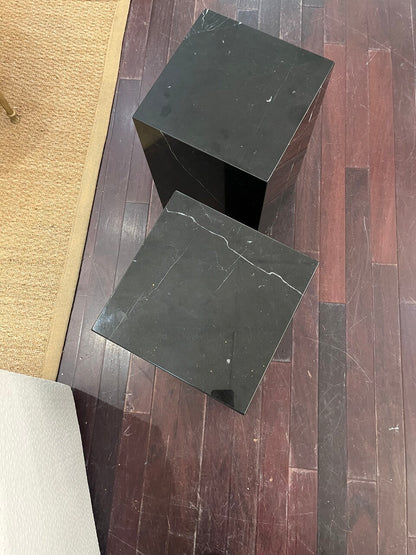 Pair of Modern Black Marble Side Tables
