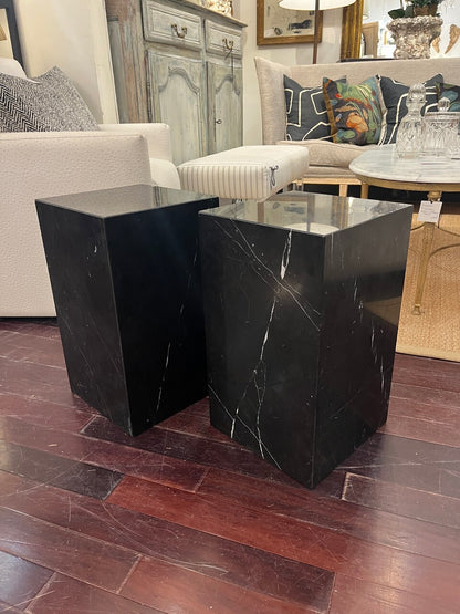 Pair of Modern Black Marble Side Tables