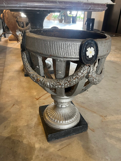Antique Open Cage or Basket Urns