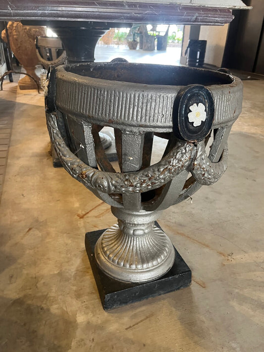 Antique Open Cage or Basket Urns