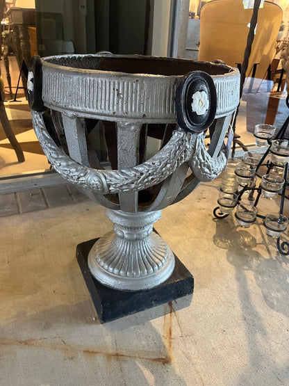 Antique Open Cage or Basket Urns