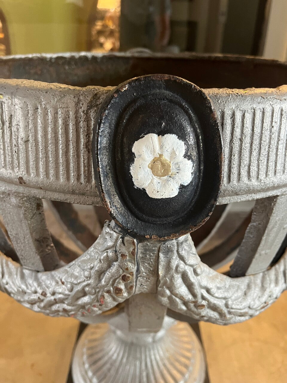 Antique Open Cage or Basket Urns