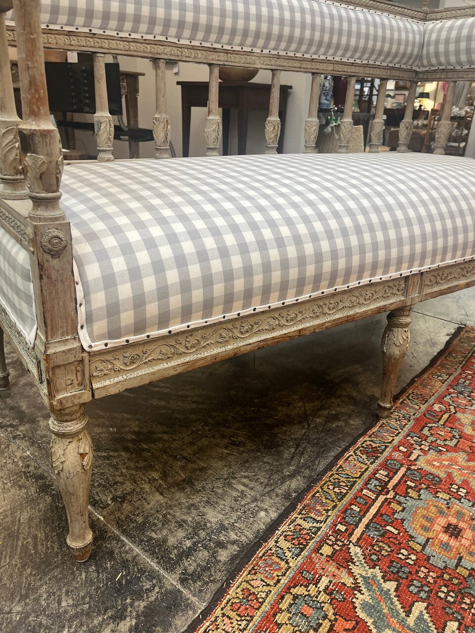 Antique Swedish Gustavian Style Bench Settee