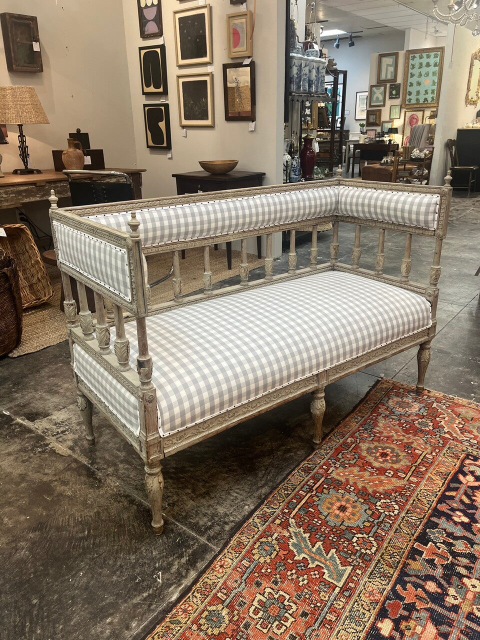 Antique Swedish Gustavian Style Bench Settee