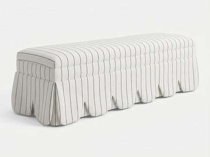Long Black & White Upholstered Bench