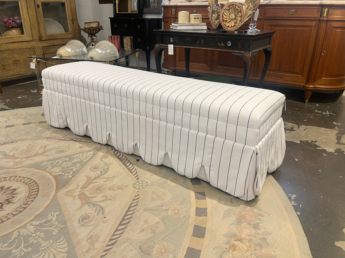 Long Black & White Upholstered Bench