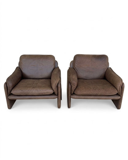 Pair of De Sede DS-61 Leather Lounge Chairs