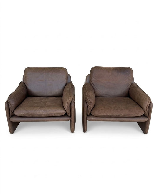 Pair of De Sede DS-61 Leather Lounge Chairs