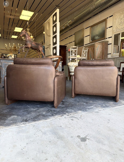 Pair of De Sede DS-61 Leather Lounge Chairs