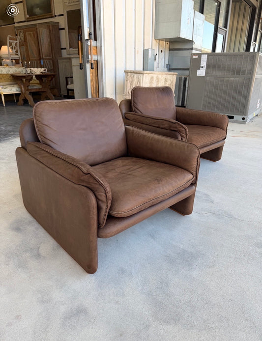 Pair of De Sede DS-61 Leather Lounge Chairs