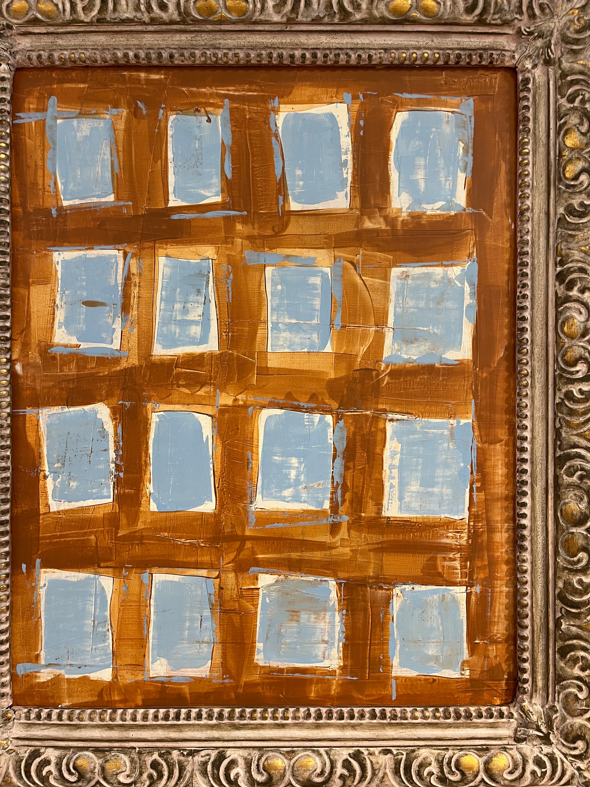 Modern Abstract Painting in Antique Rococo Revival Frame