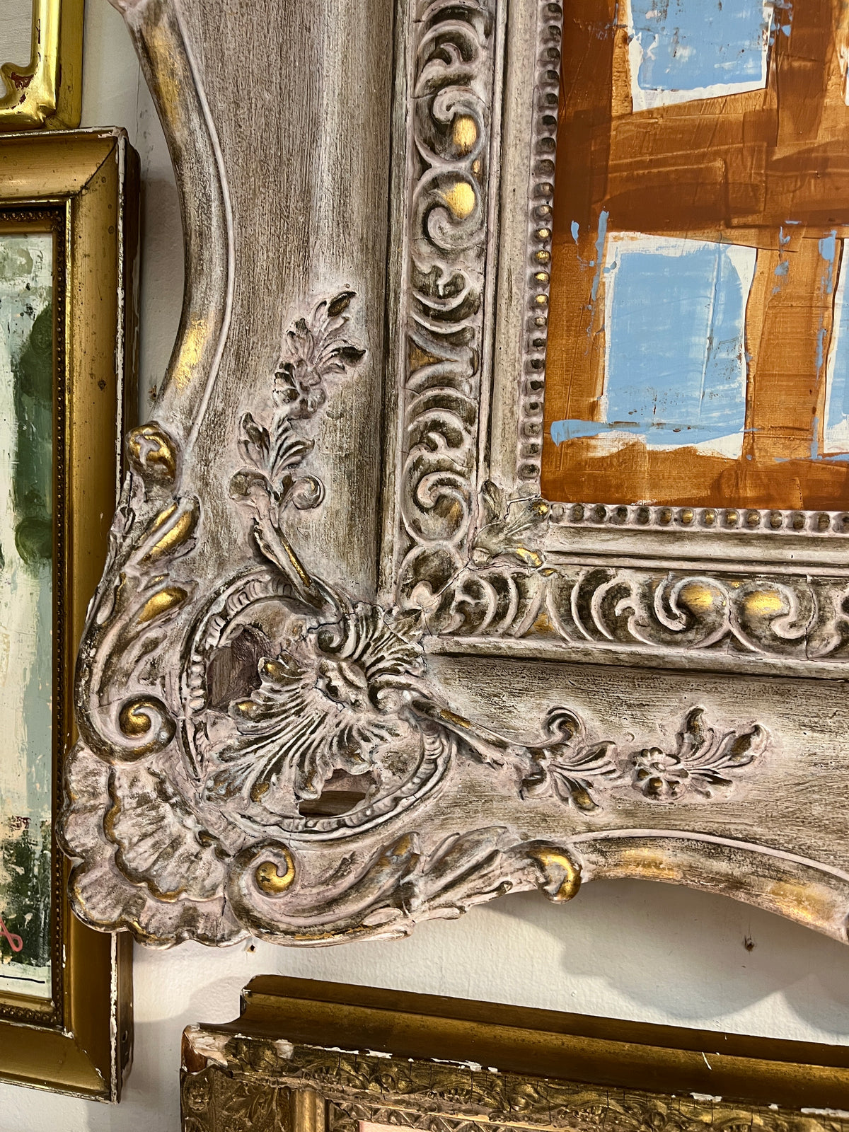 Modern Abstract Painting in Antique Rococo Revival Frame