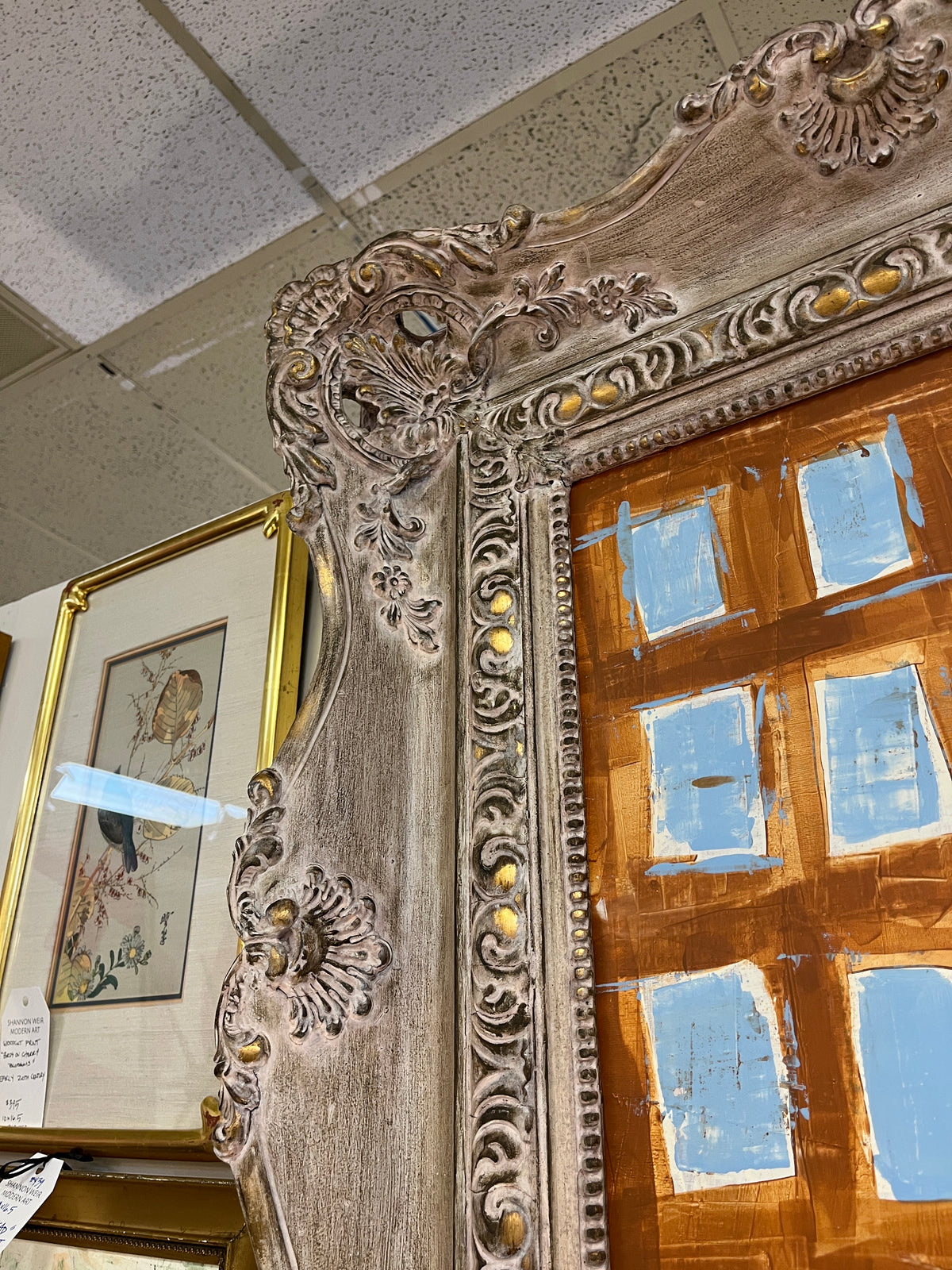 Modern Abstract Painting in Antique Rococo Revival Frame