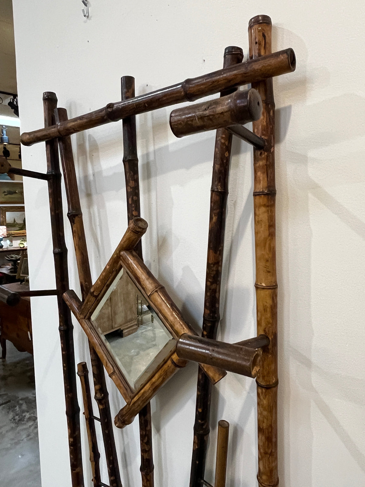 Antique Burnt Bamboo Hall Tree